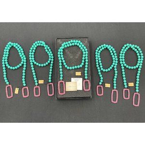 Heidi Daus "Game Changer" 30" Turquoise Beaded Pavé Lariat Necklace [Lot of 5]